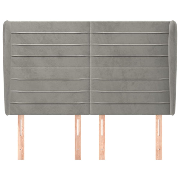 vidaXL Tête de lit à oreilles Gris clair 147x23x118/128 cm Velours