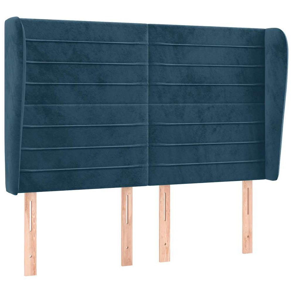 Kopfteil mit Ohren Dunkelblau 147x23x118/128 cm Samt