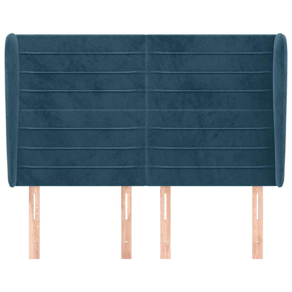 Kopfteil mit Ohren Dunkelblau 147x23x118/128 cm Samt