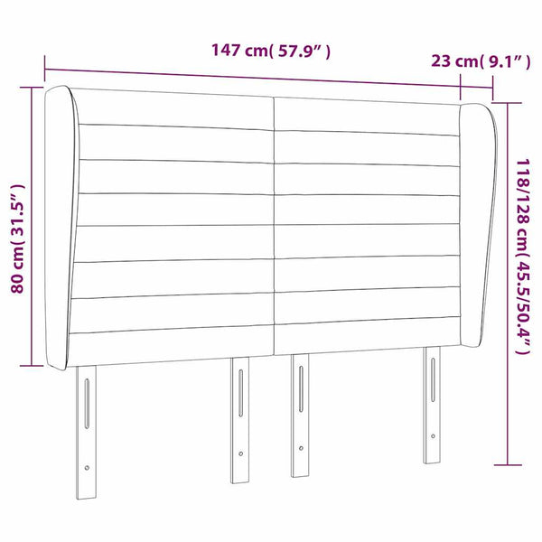 Kopfteil mit Ohren Dunkelblau 147x23x118/128 cm Samt