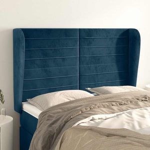 Kopfteil mit Ohren Dunkelblau 147x23x118/128 cm Samt