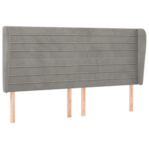 vidaXL Tête de lit à oreilles Gris clair 163x23x118/128 cm Velours