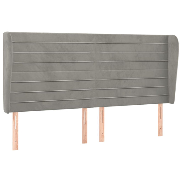 vidaXL Tête de lit à oreilles Gris clair 163x23x118/128 cm Velours