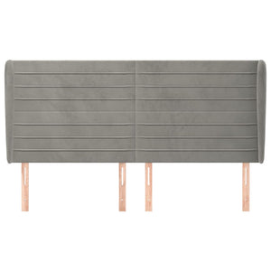 vidaXL Tête de lit à oreilles Gris clair 163x23x118/128 cm Velours