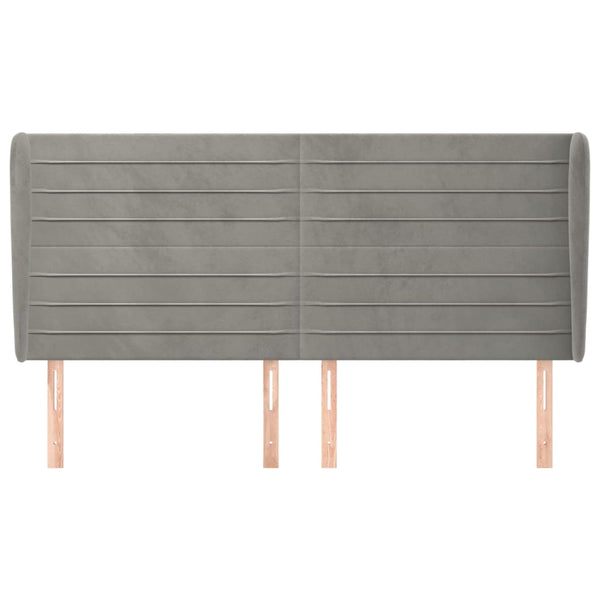 vidaXL Tête de lit à oreilles Gris clair 163x23x118/128 cm Velours