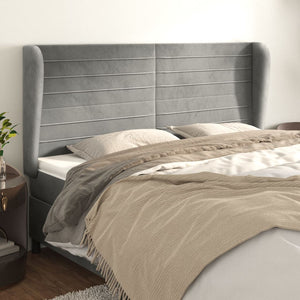 vidaXL Tête de lit à oreilles Gris clair 163x23x118/128 cm Velours