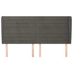 Kopfteil mit Ohren Dunkelgrau 163x23x118/128 cm Samt