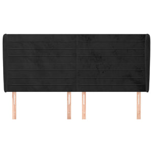 vidaXL Tête de lit avec oreilles Noir 163x23x118/128 cm Velours