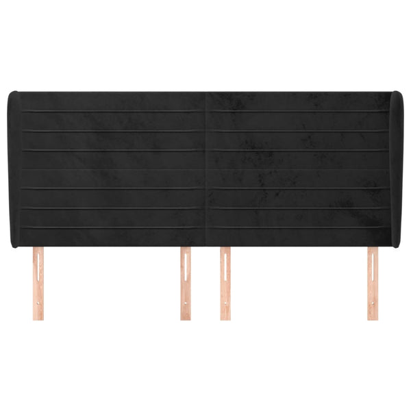 vidaXL Tête de lit avec oreilles Noir 163x23x118/128 cm Velours