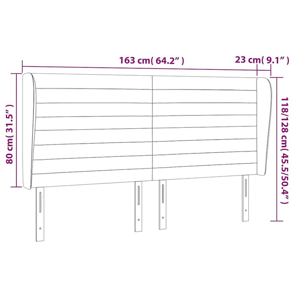 Kopfteil mit Ohren Dunkelblau 163x23x118/128 cm Samt