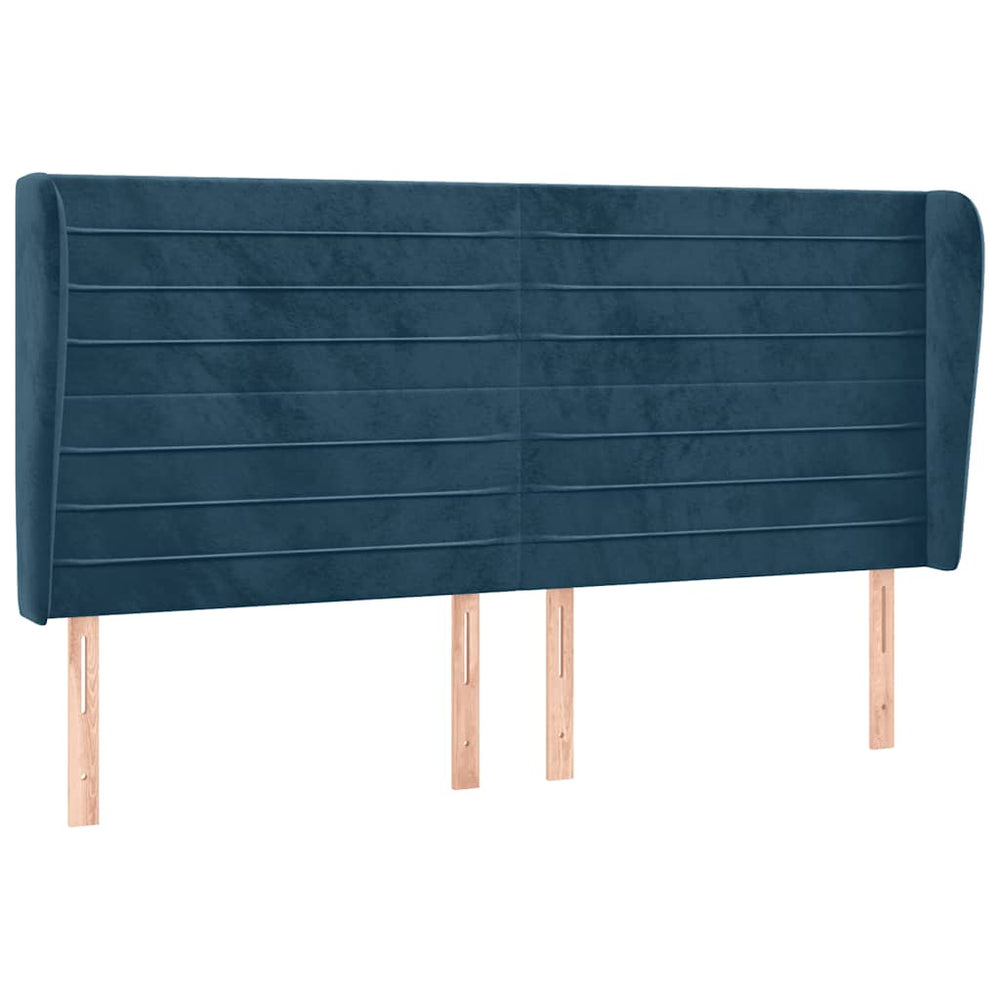 Kopfteil mit Ohren Dunkelblau 183x23x118/128 cm Samt
