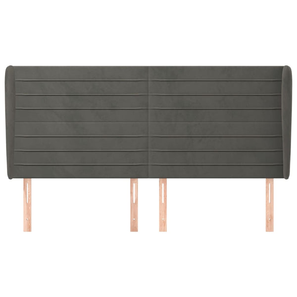 Kopfteil mit Ohren Dunkelgrau 203x23x118/128 cm Samt