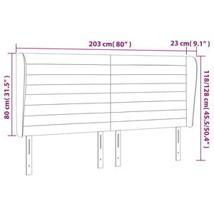 Kopfteil mit Ohren Dunkelgrau 203x23x118/128 cm Samt