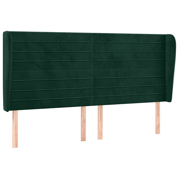 Kopfteil mit Ohren Dunkelgrün 203x23x118/128 cm Samt
