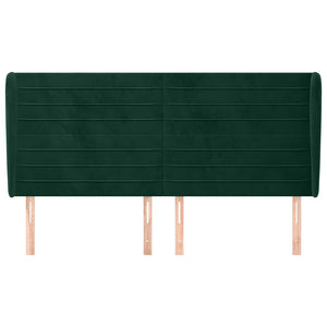 Kopfteil mit Ohren Dunkelgrün 203x23x118/128 cm Samt