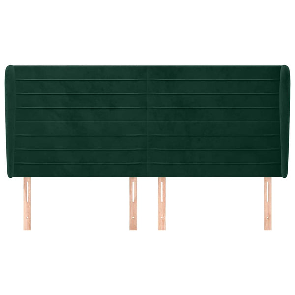Kopfteil mit Ohren Dunkelgrün 203x23x118/128 cm Samt
