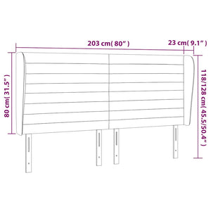 Kopfteil mit Ohren Dunkelblau 203x23x118/128 cm Samt
