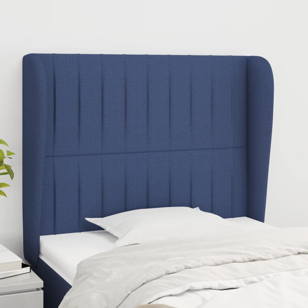 vidaXL Tête de lit à oreilles Bleu 93x23x118/128 cm Tissu