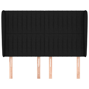 Kopfteil mit Ohren Schwarz 147x23x118/128 cm Stoff