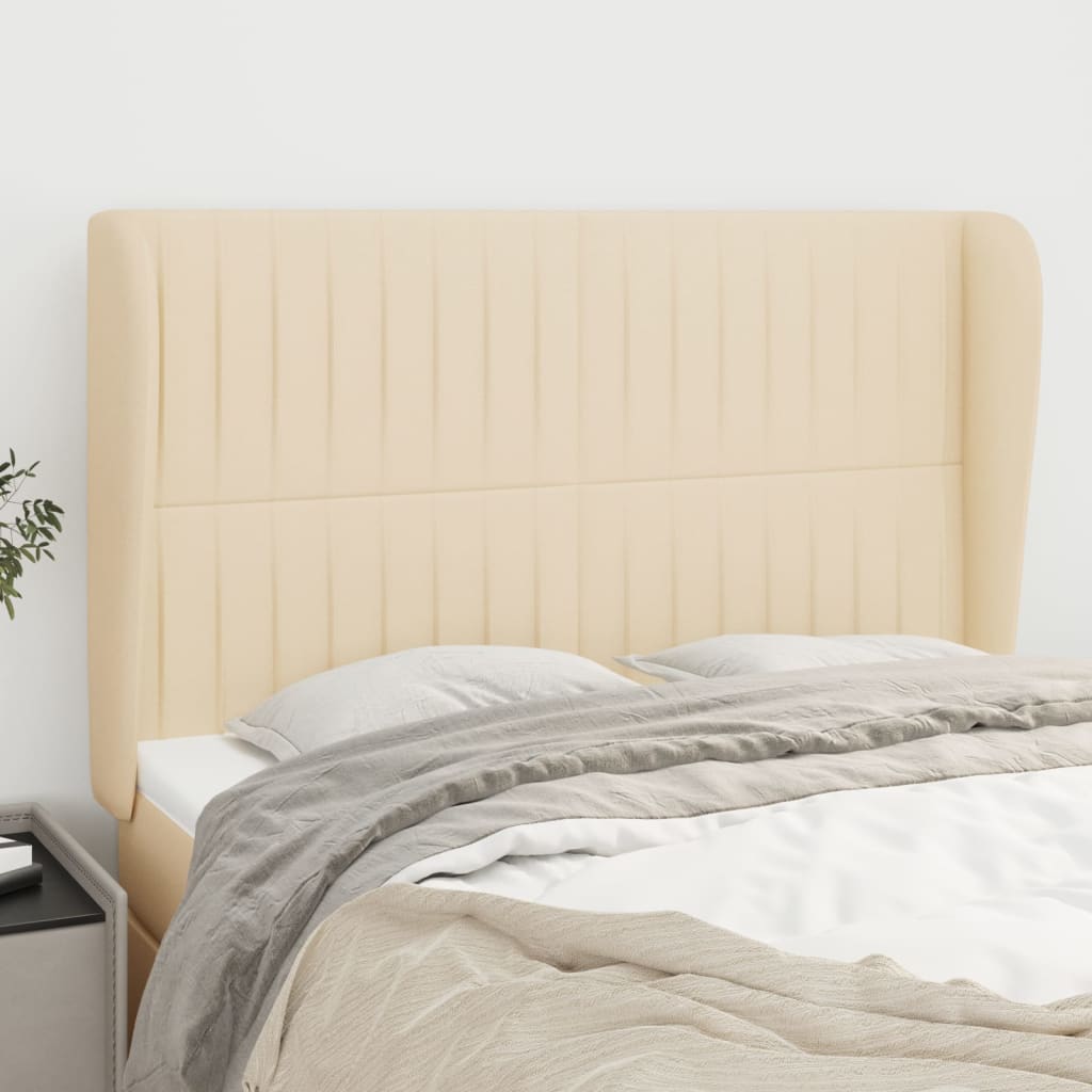 Kopfteil mit Ohren Creme 147x23x118/128 cm Stoff