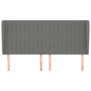 vidaXL Tête de lit à oreilles Gris foncé 163x23x118/128 cm Tissu