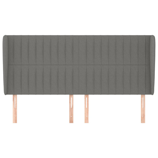 vidaXL Tête de lit à oreilles Gris foncé 163x23x118/128 cm Tissu