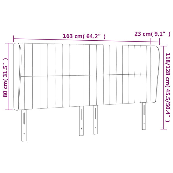 Kopfteil mit Ohren Schwarz 163x23x118/128 cm Stoff