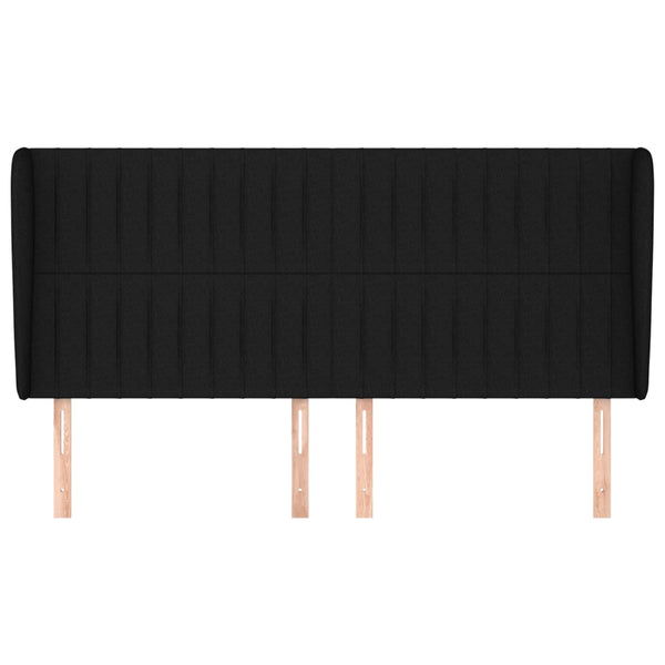 Kopfteil mit Ohren Schwarz 183x23x118/128 cm Stoff