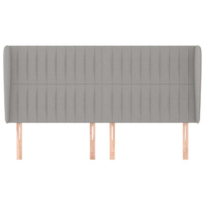 Kopfteil mit Ohren Hellgrau 203x23x118/128 cm Stoff