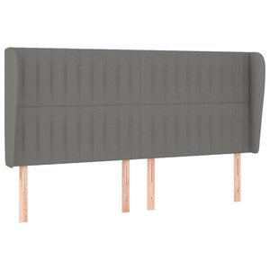 vidaXL Tête de lit à oreilles Gris foncé 203x23x118/128 cm Tissu