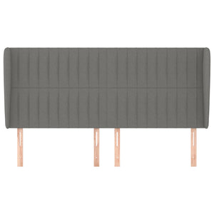 vidaXL Tête de lit à oreilles Gris foncé 203x23x118/128 cm Tissu