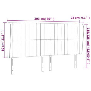 vidaXL Tête de lit à oreilles Gris foncé 203x23x118/128 cm Tissu