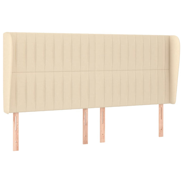 vidaXL Tête de lit à oreilles Crème 203x23x118/128 cm Tissu