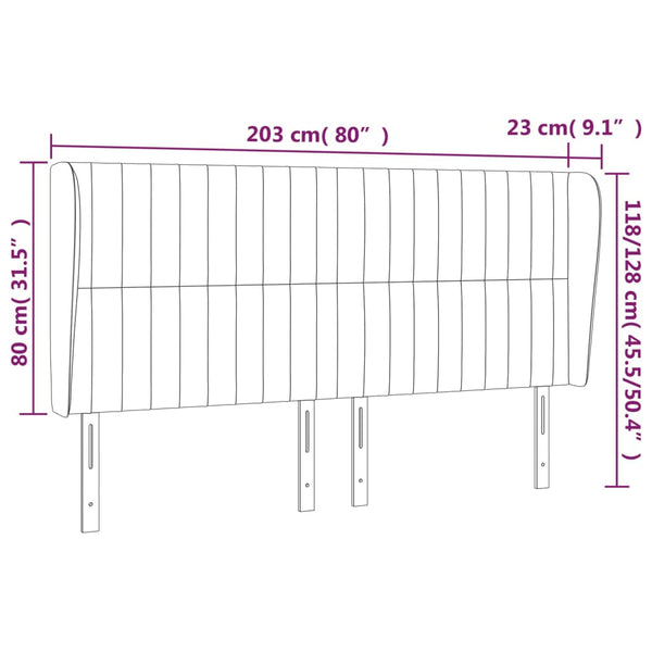 vidaXL Tête de lit à oreilles Crème 203x23x118/128 cm Tissu