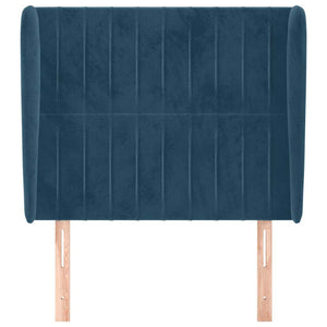 Kopfteil mit Ohren Dunkelblau 83x23x118/128 cm Samt