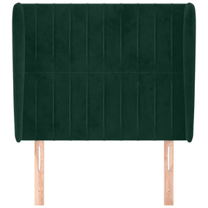Kopfteil mit Ohren Dunkelgrün 93x23x118/128 cm Samt