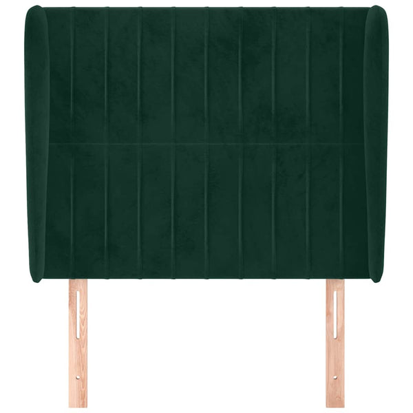 Kopfteil mit Ohren Dunkelgrün 93x23x118/128 cm Samt
