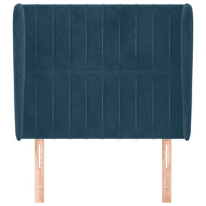 vidaXL Tête de lit à oreilles bleu foncé 93x23x118/128 cm Velours