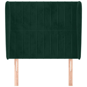 Kopfteil mit Ohren Dunkelgrün 103x23x118/128 cm Samt