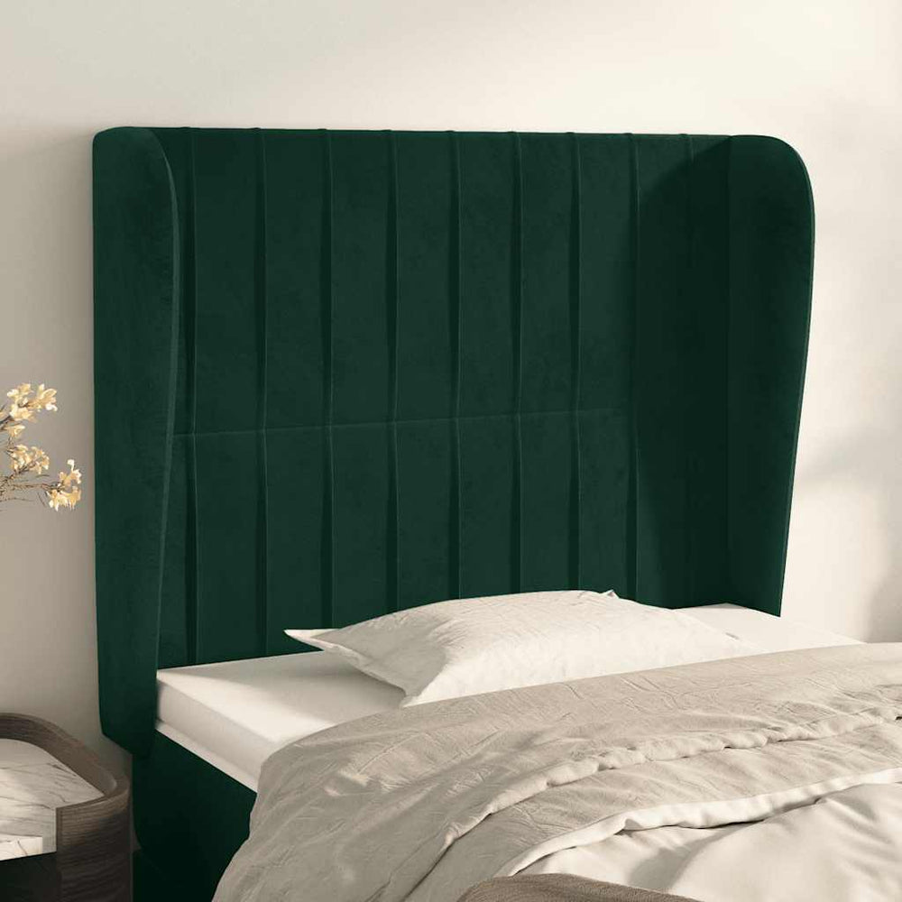 Kopfteil mit Ohren Dunkelgrün 103x23x118/128 cm Samt
