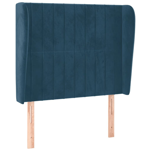 vidaXL Tête de lit à oreilles bleu foncé 103x23x118/128 cm velours