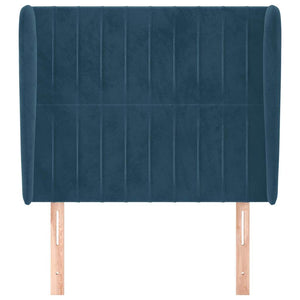 vidaXL Tête de lit à oreilles bleu foncé 103x23x118/128 cm velours