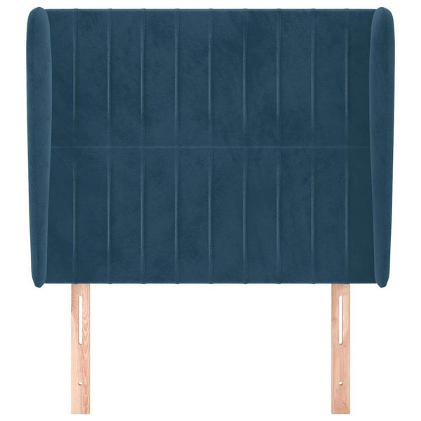 vidaXL Tête de lit à oreilles bleu foncé 103x23x118/128 cm velours