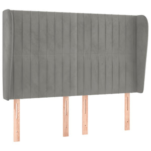 vidaXL Tête de lit à oreilles Gris clair 147x23x118/128 cm Velours