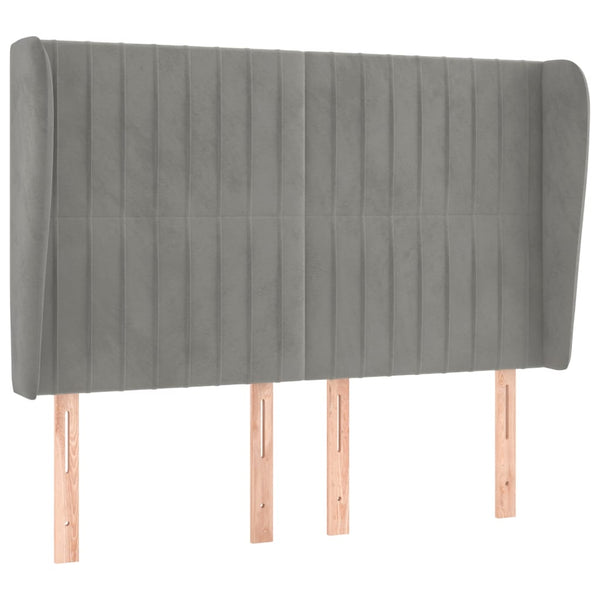 vidaXL Tête de lit à oreilles Gris clair 147x23x118/128 cm Velours