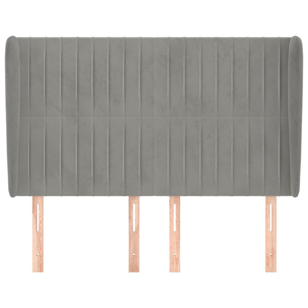 vidaXL Tête de lit à oreilles Gris clair 147x23x118/128 cm Velours