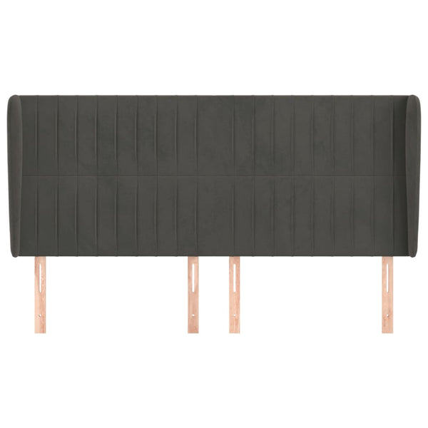 Kopfteil mit Ohren Dunkelgrau 163x23x118/128 cm Samt