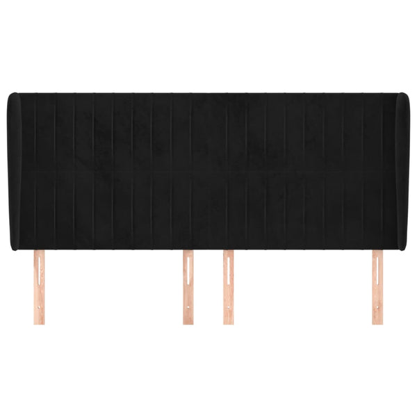 vidaXL Tête de lit avec oreilles Noir 163x23x118/128 cm Velours