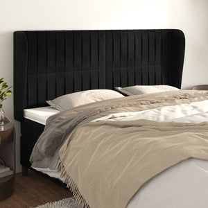 vidaXL Tête de lit avec oreilles Noir 163x23x118/128 cm Velours