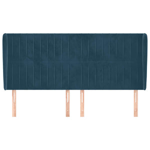 Kopfteil mit Ohren Dunkelblau 163x23x118/128 cm Samt